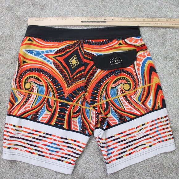 Vissla Dredges Boardshorts Mens 28 Orange & Blue Swim Trunks Drawstring Stretch - Picture 7 of 14